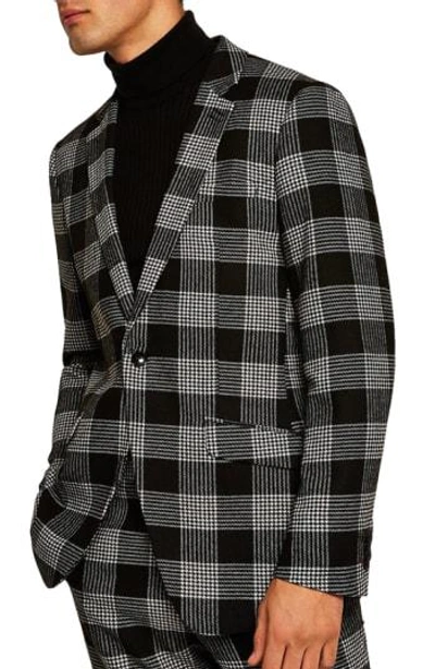 Topman Leigh Classic Check Slim Fit Suit Jacket In Black Multi