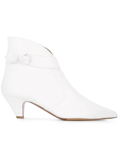 Tabitha Simmons Tie Detail Ankle Boots In White