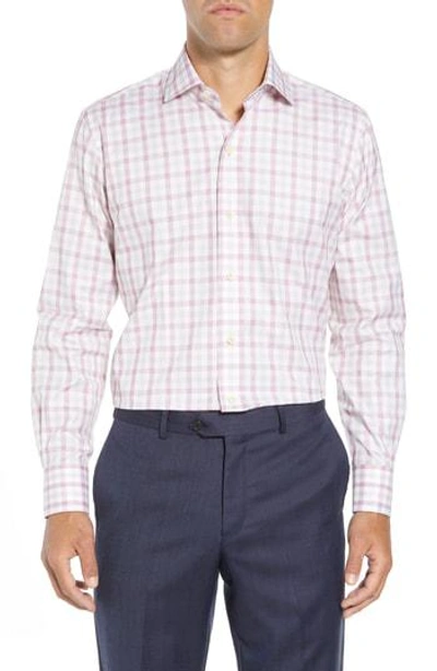 Ledbury Corbly Trim Fit Check Dress Shirt In Red