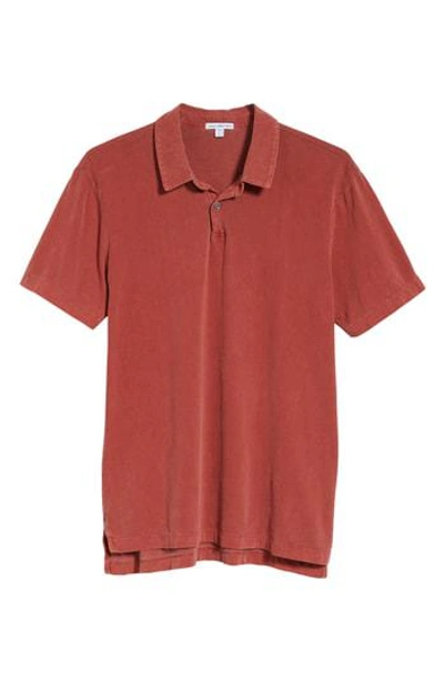 James Perse Slim Fit Sueded Jersey Polo In Tamarind Pigment