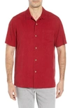 Tommy Bahama St Lucia Fronds Silk Camp Shirt In Red/ Plum Raisin