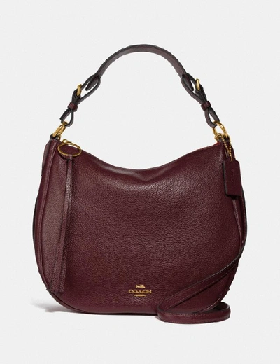 Coach Sutton Hobo In Red In Oxblood/gold