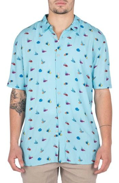 Barney Cools Holiday Fish Print Shirt In Tropical Fish