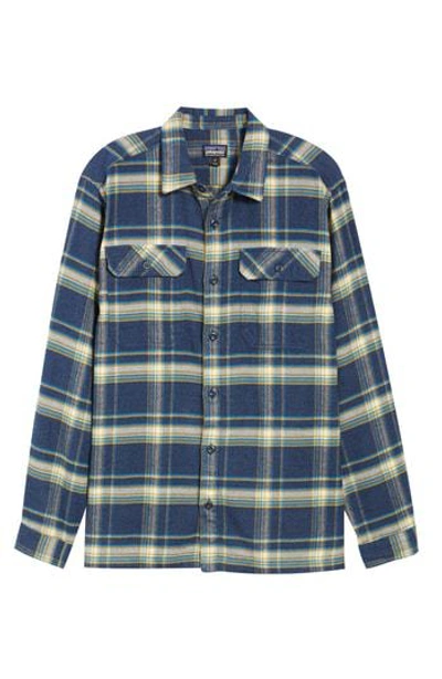 Patagonia 'fjord' Regular Fit Organic Cotton Flannel Shirt In Activist- Navy Blue