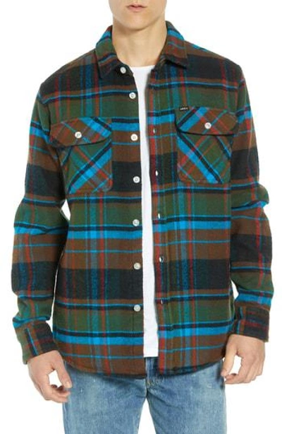 Obey Homebound Heavy Plaid Flannel Shirt Jacket In Black Forrest Multi