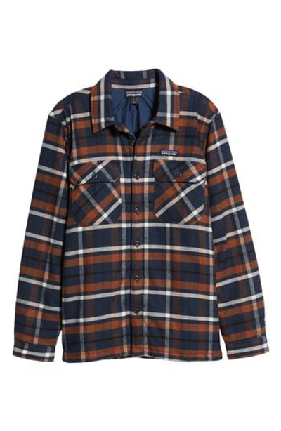 Patagonia 'fjord' Flannel Shirt Jacket In Toms Place/ Navy Blue