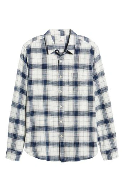 Ag Colton Plaid Slim Fit Sport Shirt In Cream/ Blue