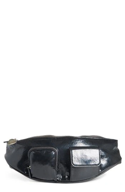 Avec La Troupe Major Convertible Belt Bag - Black In Black Patent