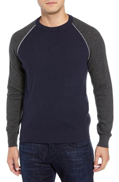 Luciano Barbera Active Crewneck Wool & Cashmere Sweater In Navy