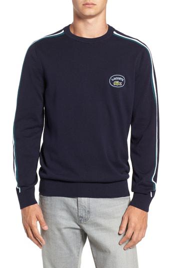 lacoste navy crew neck sweater