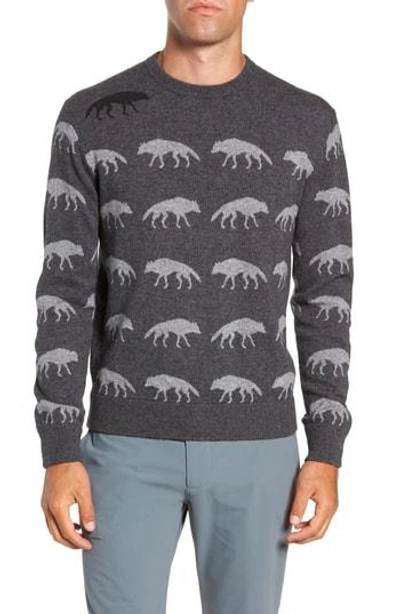 Greyson Alphawolf Intarsia Crewneck Sweater In Grey Heather