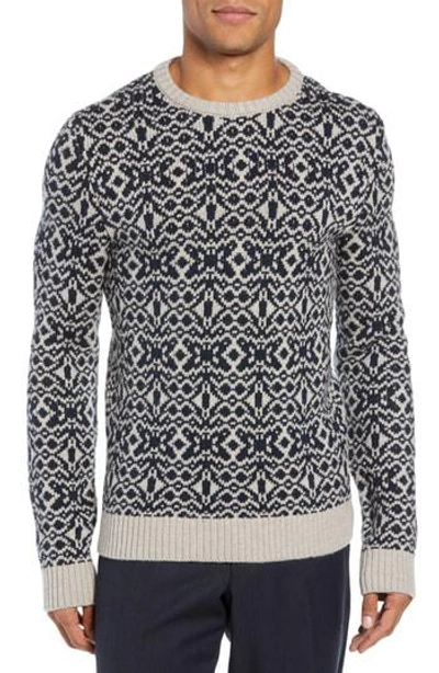 Eidos Patterned Wool Crewneck Sweater In Stone