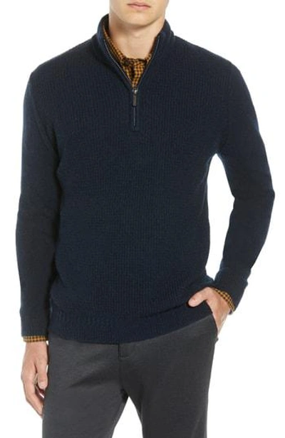 Ben Sherman Regular Fit Quarter Zip Sweater In Navy