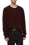 Allsaints Hawk Oversize Wool Blend Sweater In Dark Rust Red