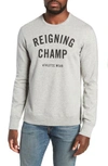 Reigning Champ Gym Logo Sweatshirt In Heather Grey/ Black