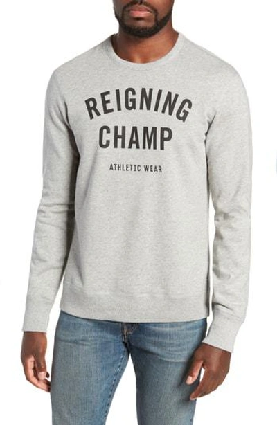 Reigning Champ Gym Logo Sweatshirt In Heather Grey/ Black