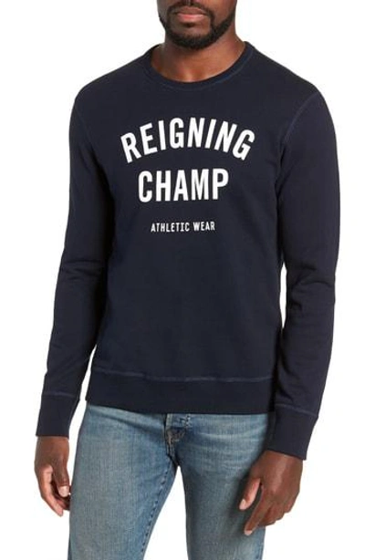 Reigning Champ Gym Logo Sweatshirt In Navy/ White