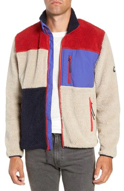 Penfield Mattawa Colorblock Fleece Zip Jacket In Tan