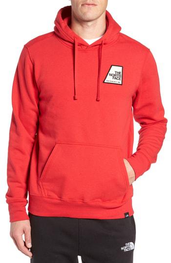 The North Face North Face Logo Patch Pullover Hoodie In Tnf Red Modesens