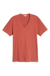 James Perse Short Sleeve V-neck T-shirt In Tamarind Pigment