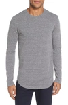 Goodlife Tri-blend Long Sleeve Scallop Crew T-shirt In Heather Gray