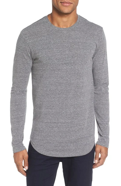 Goodlife Tri-blend Long Sleeve Scallop Crew T-shirt In Heather Grey