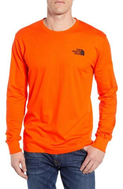 The North Face Red Box Long Sleeve T-shirt In Persian Orange/ Tnf Black |  ModeSens