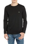 Lacoste Regular Fit Long Sleeve Pima Cotton T-shirt In Black