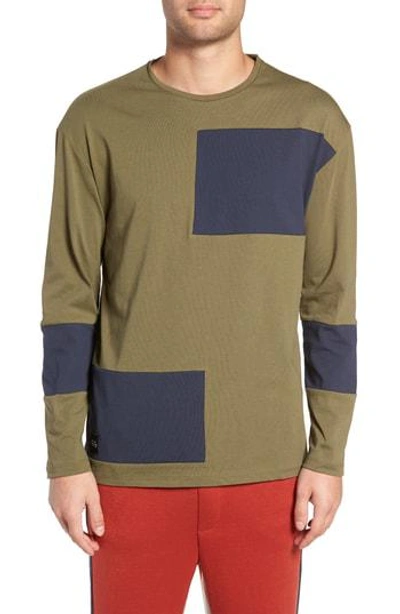 Native Youth Colorblock Long Sleeve T-shirt In Olive