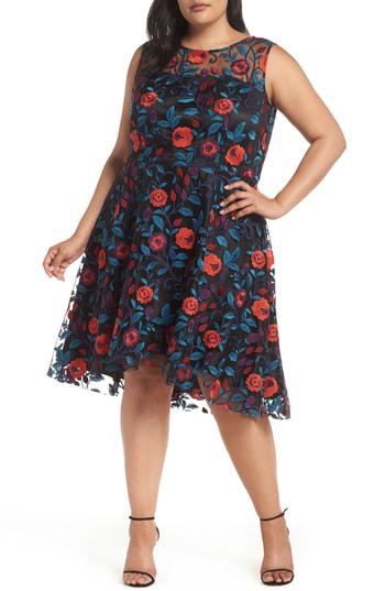 tahari lace fit and flare dress