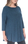 Bobeau Brushed Knit Babydoll Top In Indian Teal
