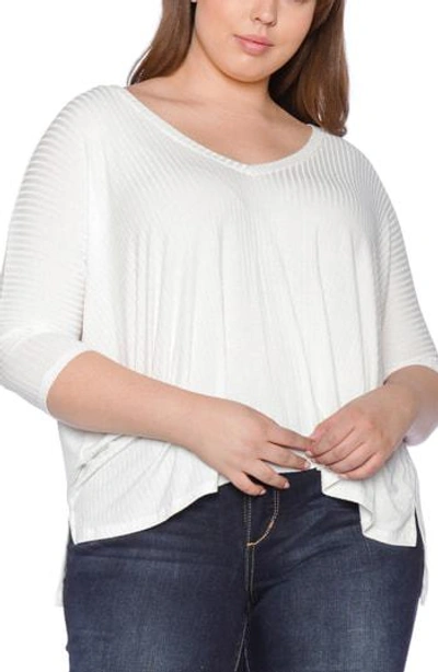 Slink Jeans Ribbed V-neck Top In Ivory