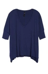Slink Jeans Ribbed V-neck Top In Navy