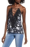 Wayf Posie Strappy Camisole In Black Ivory Floral