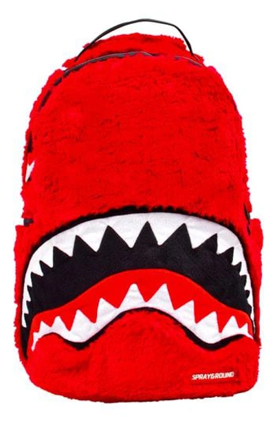 Sprayground Faux Fur Monster Shark Backpack Red ModeSens
