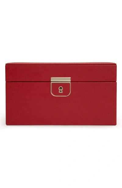 Wolf Palermo Small Red Jewelry Case 213172 In Gold Tone,red