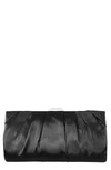 Nina Crystal Clasp Pleated Clutch In Black