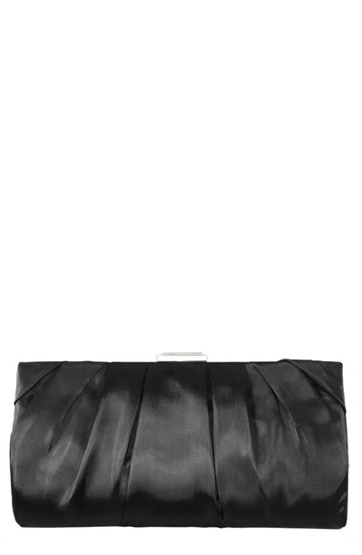 Nina Crystal Clasp Pleated Clutch In Black