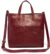 Madewell Small Transport Leather Crossbody Tote In Dark Cabernet