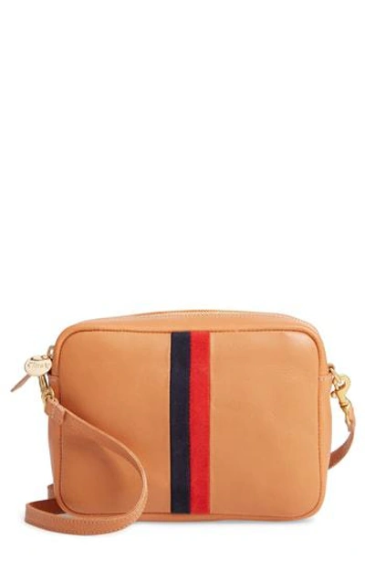 Clare V Midi Sac Leather Crossbody Bag - Brown In Cuio Vachetta Stripe