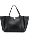 Maison Margiela Number Embossed Leather Button Tote - Black