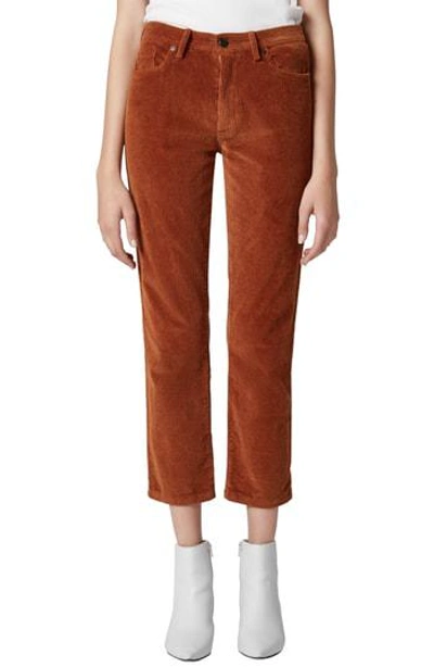 Blanknyc The Madison Corduroy Ankle Straight Leg Pants In Clockwork Copper