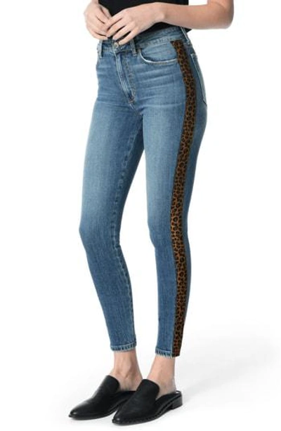 Joe's Charlie Leopard Stripe High Waist Ankle Skinny Jeans In Ivey