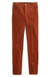 Jcrew High Rise Toothpick Corduroy Jeans In Deep Redwood