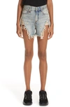 R13 Tilly Distressed Denim Shorts In Denim-lt