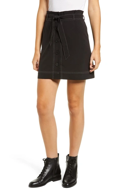 Love, Fire Button Front Skirt In Black