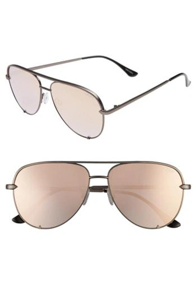 Quay X Desi Perkins High Key Mini 57mm Aviator Sunglasses In Gunmetal/ Rose