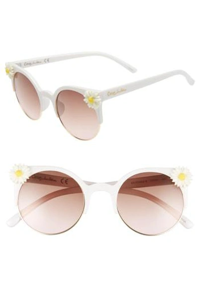 Circus By Sam Edelman 50mm Daisy Accent Round Sunglasses - White/ Pink Lens