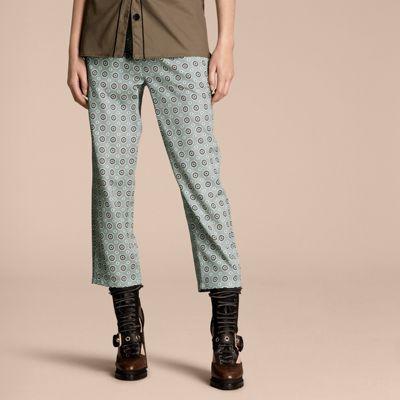 burberry style print trousers