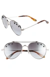 Givenchy Star Detail 58mm Mirrored Aviator Sunglasses - Palladium/ Grey Azure